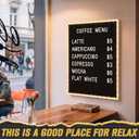 24 x 30 Inches Felt Letter Board & LED Light, Black, Natural Wood