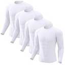 CL convallaria 2 Pack Compression Shirts Men Long Short Sleeve Cooling Dry Rash Guard Athletic Workout T Shirt for Sports (White, XX-Small)