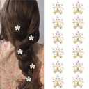 12pcs Small Mini Pearl Claw Clips with Flower Design, Sweet Nonslip Bangs Clips Decorative Hair Accessories for Women Girls