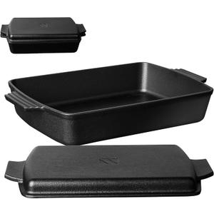 2-In-1 Pre Seasoned Cast Iron Dutch Oven With Skillet Lid,Casserole Dish,Rectangular Baking Pan,Griddle Pot Set, 6QT, 9"x13"