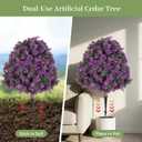 BLOSMON Purple Artificial Outdoor Plants, Faux Cedar Topiary Tree, Set of 2