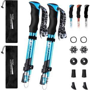 Trekking Poles - Aluminum 7075 Adjustable Walking Sticks with Quick Locks, Expandable to 53", Ultralight for Hiking, Camping, Mountains (Set of 2) (Blue)