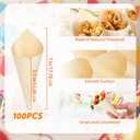Queekay 200 Pcs Disposable Wood Charcuterie Cones 7 Inch Wooden Food Ice Cream Cone Pearl Cocktail Picks Fancy Bamboo Toothpicks for Appetizers Holder Drinks Wedding Birthday Party(Gold)