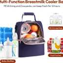 NCVI Breastmilk Cooler Bag with 2 Ice Pack, Breast Pump Bag with Cooler Fits 6 Bottles, Double Layer Breast Milk Baby Bottle Cooler Bag, for Travel, Nursing Mom Daycare, Work, Picnic (Purple)