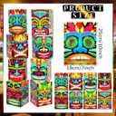 Janlaugh 8 Pcs Tiki Totem Box Decor with Light, Luau Party Decorations for Hawaiian Birthday Party Tropical Aloha Decor 9.84 x 7.09 Tiki Lighted Gift Boxes for Garden Patio Porch Outdoor Decor