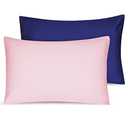 Soft Organic Cotton Toddler Pillowcases 14 X 20 Inches, Fit 13 X 18, 14 X 19 Pillows, Smooth Pearl Cotton Baby Pillowcases with Envelope Closure, Pink and Navy Blue, Set of 2
