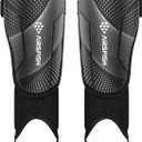 Upgraded Soccer Shin Guards for Kids Youth Adults, CE Certified AirsFish Shin Guard Sleeves Protection Gear for Boys Girls Soccer Games EVA Cushion Reduce Shocks and Injuries (Small, Carbon Black)