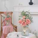 Faux Flowers with Vase,Artificial Silk Roses in Vase, Fake Plant Eucalyptus Flower Arrangement for Home Office Farmhouse Bathroom Dining Table Centerpiece Decorations Coffee Table Decor (Dusty Pink)
