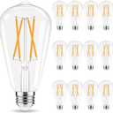 GvvooHome Edison Bulbs, E26 LED Bulb 60 watt Equivalent, Non-Dimmable, Soft White 2700K, ST58 Vintage Light Bulbs, 90+ CRI, 6W 600LM, E26 Medium Base, Clear Glass, 12 Pack
