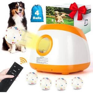 Automatic Ball Launcher for Dogs, Dog Ball Thrower with 40-60-80Ft Distance, Rechargeable Automatic Launcher with 4 Balls (2.5"), Remote Control Launcher for Medium & Large (Orange) Automatic Ball Launcher for Dogs, Dog Ball Thrower with 40-60-80Ft Distance, Rechargeable Automatic Launcher with 4 Balls (2.5"), Remote Control Launcher for Medium & Large (Orange)