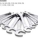 14-Piece Premium Angle Head Open End Wrench Set, Chrome Vanadium Steel | Include Standard Inch Sizes 3/8, 7/16, 1/2, 9/16, 5/8, 11/16, 3/4, 13/16, 7/8, 15/16, 1, 1-1/16, 1-1/8, 1-1/4 with Storage Rack, SAE 14-Piece Set