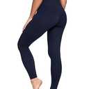 QUEENIEKE Ultra High Waisted Leggings for Women 27" - Compression Tummy Control Yoga Pants Gym Active Tight (True Navy Fleece-Lined, XX-Large)