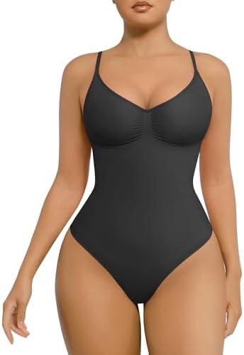 FeelinGirl Shapewear Bodysuit for Women Tummy Control Bodysuits Snatched Waist Body Suit Body Shaper Thong XS/S