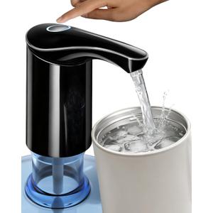 Highest-Output Water Dispenser for 5 Gallon Jug, Electric USB C Water Pump Bottle Whisper-Quiet,Portable Automatic Drinking Jug Pump Rechargeable for Home Office RV Travel Camping(Black)