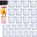 ToppYuanZea 24 Pack Ice Cream Bucket with Lids and Handles, 25OZ/ 33OZ Clear Plastic Rum Bucket Cocktail Drinks Containers, Plastic Food Storage Pail Tub for Summer Cold Drink Beach Parties