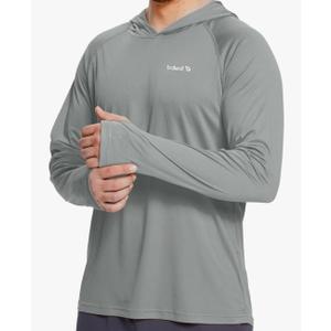 baleaf Men's Sun Protection Hoodie Shirt UPF 50+ Long Sleeve UV SPF T-Shirts Rash Guard Fishing Swimming Lightweight, L