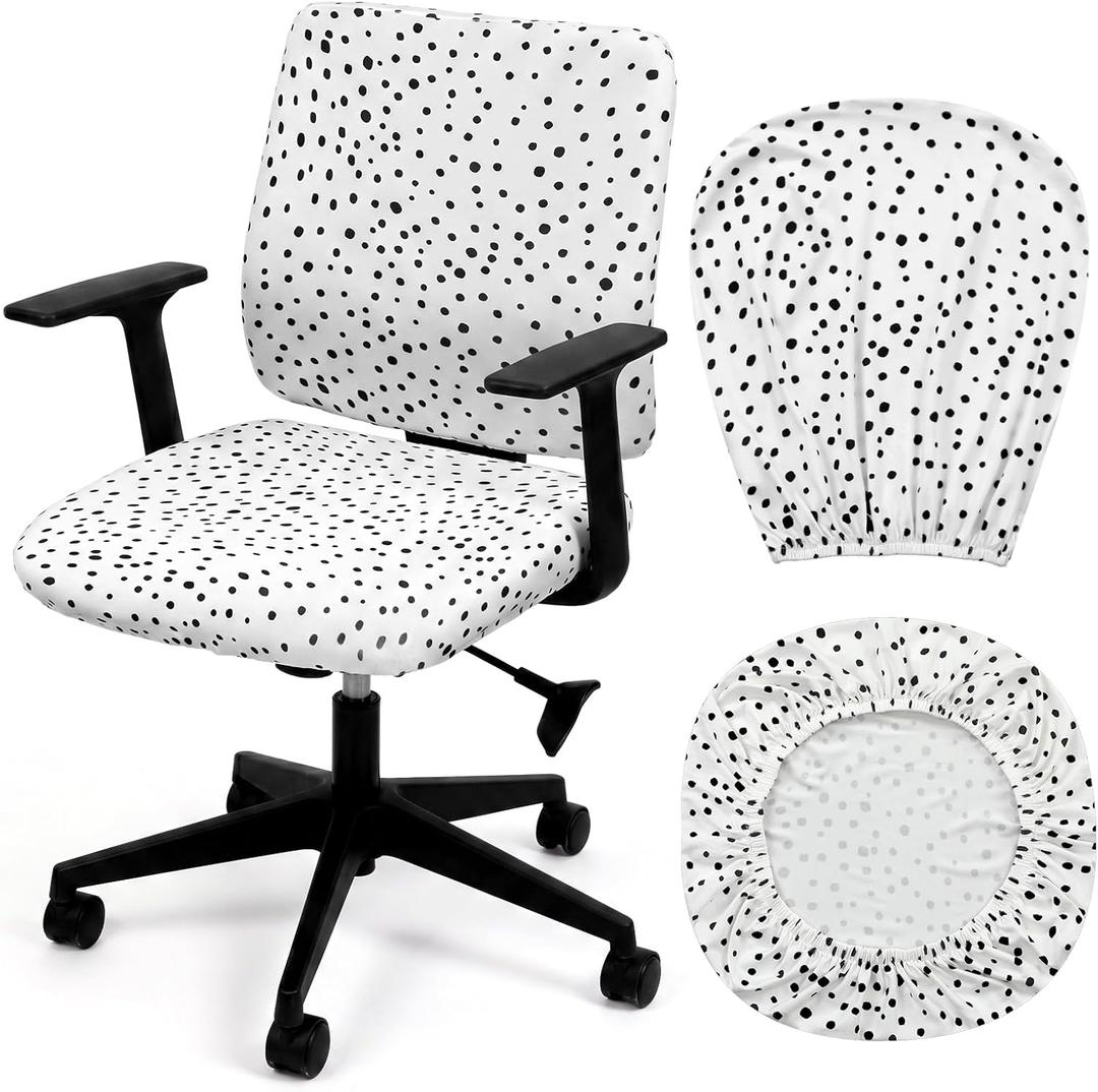 Chumia Teacher Office Chair Slipcover Black and White Polka Dots Cover
