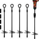 Heavy Duty Galvanized Trampoline Anchors Kit - 4 Pack Screw-in Ground Stakes, No Drill Needed, Rust-Proof for Outdoor Safety (Lawn, Grass, Dirt)