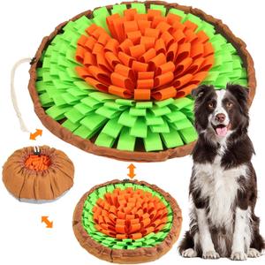 Vivifying Snuffle Mat for Dogs, Adjustable Sniff Mat for Small Medium and Large Dogs, Interactive Enrichment Toys for Slow Eating and Mental Stimulation (Orange&Green)