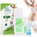Wax Strips For Hair Removal, Waxing Kit For Women, Wax strips, Hypoallergenic, Facial Hair Removal for Women And Men, Waxing Hair Removeal Kit with 80 PCS + 4 Calming Oil Wipes(Green, Pack of 80)