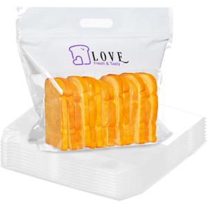 Plastic Bread Bags for Homemade Bread, Freezable Seal Tight Cellophane Bags for Loaves, SourdoughBagels (50 Packs) White (13.8" x 11.8")