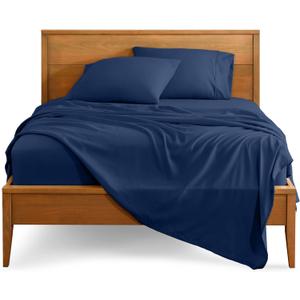 Bare Home Queen Sheet Set - Luxury 1800 Ultra-Soft Microfiber Queen Bed Sheets - Double Brushed - Deep Pockets - Easy Fit - 4 Piece Set - Bedding Sheets & Pillowcases (Queen, Dark Blue)
