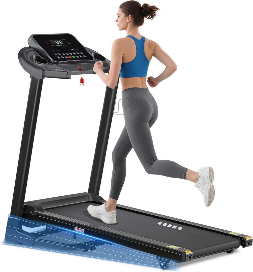 Treadmill with 15% Auto Incline, 3.0HP, 300 lbs Capacity, Bluetooth APP, Shock Absorbing Design for Home Use