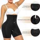 SHAPERX High-Waisted Tummy Control Shapewear for Women Seamless Zip-Up Easy-On Body Shaper Shorts Slimming Fit Underwear (Black, M)