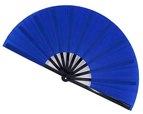 STHUAHE Large Folding Fans Rave Hand Clap Fan Popping Fan for Line Dancing, Big Foldable Clacking Fans for Dance Festival, Dancing, Performance (Blue)