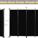 CHOSENM Room Divider, 4 Panel Folding Privacy Screens with Wider Feet, 6 Ft Portable Room Partition for Room Separator, Room Divider Panel 88" W X 71" H, Partition Room Dividers FreestandingBlack