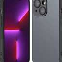 Compatible with iPhone 14 Hard Body AG Glass Matte Frost Cellphone Mobile Basic case Cover casing funda para Drop Protection Camera Lens Protection Raised Bezels (Black)