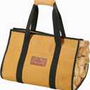 WHITEDUCK TUFF Large Firewood Carrier 21 Oz. Heavy Duty Waxed Canvas Log Carrier Holder for Fireplace, Carrying Wood Indoor & Outdoor (Tan, Rectangle (39"x18"))