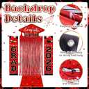7 Pcs Graduation Party Decorations Class of 2026 Congrats Grad Banner Red Foil Fringe Backdrop Curtains Red Graduation Decorations for High School & College Celebrations Party Supplies