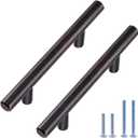 10 Pack Bronze Solid Cabinet Handles Drawer Pulls, 5.38-inch/136mm Length (3-inch Hole Center) Door Handle (1/2-inch Diameter) Kitchen Stainless Steel Cabinet Hardware Handle, Oil-Rubbed Bronze
