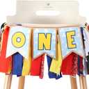 Toy Theme 1st Birthday Banner - Toy Inspiration Story's 1st Birthday High Chair Banner,Western Party Decorations, West Cowboy,High Chair,Baby Boy Photo Booth Props,Fabric Garland