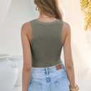 ANRABESS Tank Tops for Women Summer Basic Ribbed Henley Slim Fitted Sleeveless Cami Shirts Button Up Workout Casual Outfits (Green, L)
