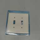 Henne Bery Modern Edge Decorative Wall Plate Switch Plate Outlet Cover, Durable Solid Zinc Alloy (Double Toggle, Light Almond)