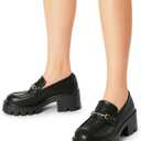 DREAM PAIRS Women Loafers Platform Chunky Heel Slip On Lug Sole Casual Dressy Office Business Shoes (11, Black-pu)