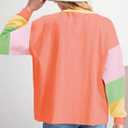 miduo Womens Long Sleeve Tops Color Block Stitching Casual Loose Fit Crew Neck Shirts Blouses (XXL)