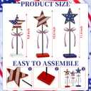 3 Pcs 4th of July Table Decoration Wooden Sign, Retro Red White Blue Star Patriotic Table Centerpiece Fourth of July Tabletop Decorations Memorial Day Tiered Tray Decor for Home Office