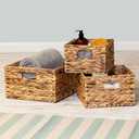 Honey-Can-Do Banana Leaf Storage Baskets Water Hyacinth Woven Basket, Decorative Baskets for Shelves, Basket for Gifts, Closet, Pantry, and Home Organization, Set of 3, Multi-Size