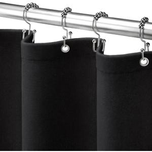 Awellife Black Shower Curtain Linen Textured Boho Farmhouse Shower Curtains for Bathroom Fabric Liner 72 x 72 Inch