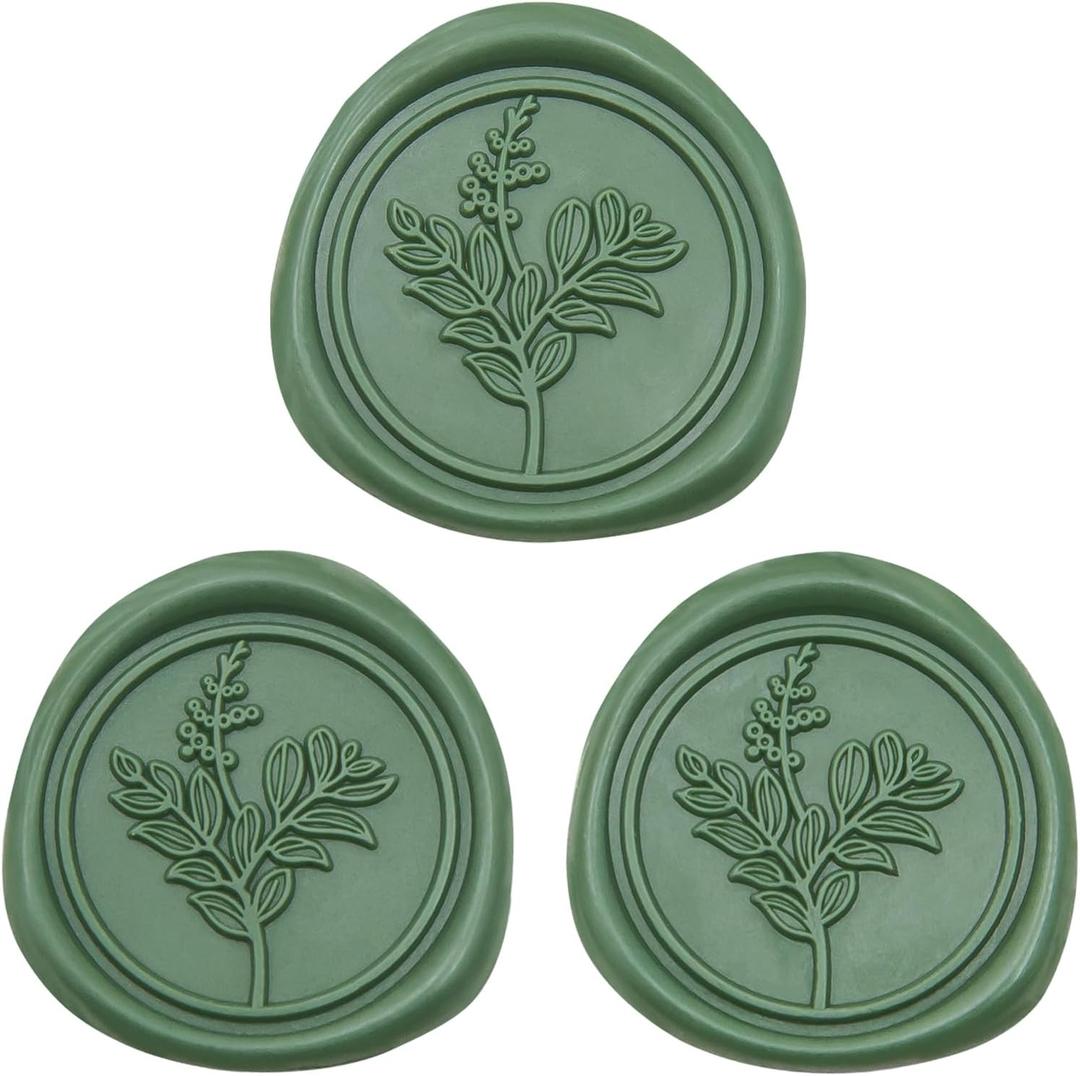 60 Pcs Olive Green Wax Seal Stickers, Wedding Invitation Accessories Envelope Stickers - Peferct for Wedding Accessories, Gift Box Craft Wrapping, Christmas Cards Envelope Seals