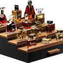 Vdamu Cologne Organizer for Men,4 Tier of Elevated Cologne Display Stand with Drawer Storage,Wood Cologne Display,Perfume Organizer and Storage Display Risers,Great Gift for Men (Black Walnut)
