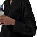LYANER Women's Casual Shirt Dress Collar V Neck Button Down Loose Long Sleeve Mini Dresses (Black, L)