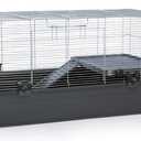 Prevue Pet Products Universal Small Animal Home - Small Animal Cage for Hamsters, Guinea Pigs, Ferrets, Dwarf Rabbits, Rats, Chinchillas, Hedgehogs, Indoor Use, Tight Wire Spacing - Gray, 
Product Dimensions	32.5"L x 19"W x 17.5"H
Gap Size	9.5 millimeters