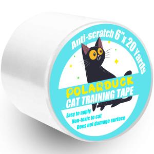 Polarduck Anti Cat Scratch Tape: 6 inches x 20 Yards Cat Training Tape 100% Transparent Clear Double Sided Cat Scratch Deterrent Tape Furniture Protector for Couch, Carpet, Doors, Pet & Kid Safe