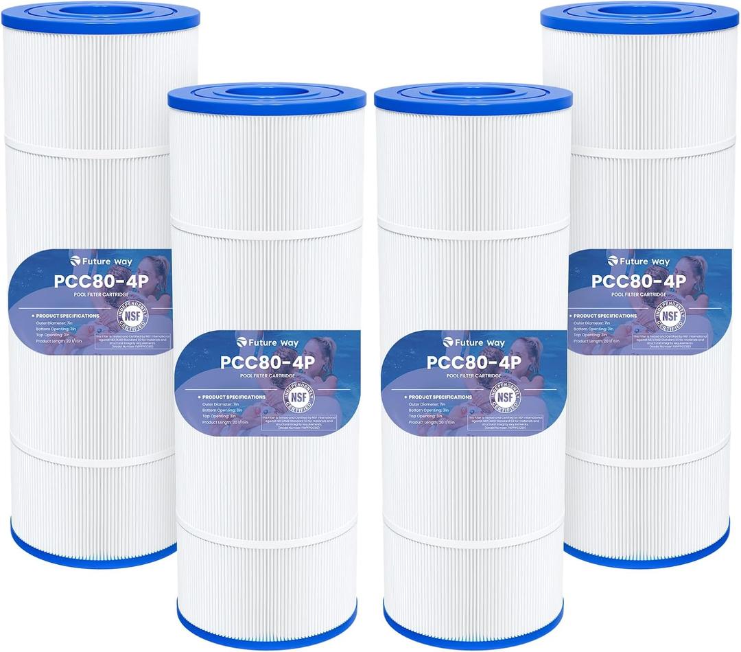 Future Way CCP320 Pool Filter Cartridges Replacement for Pentair Clean & Clear Plus 320, Replace Pleatco PCC80-PAK4, Pentair R173573, 160340, 320 sq.ft, 4 Pack
