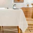 Natural Linen Textured Square Tablecloth, Slubby Lightweight Table Cloth 60 x 60 Inch, Water Resistant Stain Resistant Farmhouse Burlap Table Cover for Kitchen Dining Room