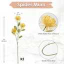 Hollyone 33" Yellow Artificial Mums Flowers Chrysanthemum Flowers 2Pcs Fake Spider Mum Flower Arrangement Faux Pincushion Flower with 3 Heads Long Stem for Party Centerpiece Bouquet Home Decor